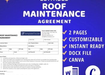 Roof Maintenance Agreement Template, Roofing Contract, Docx, Canva - Etsy