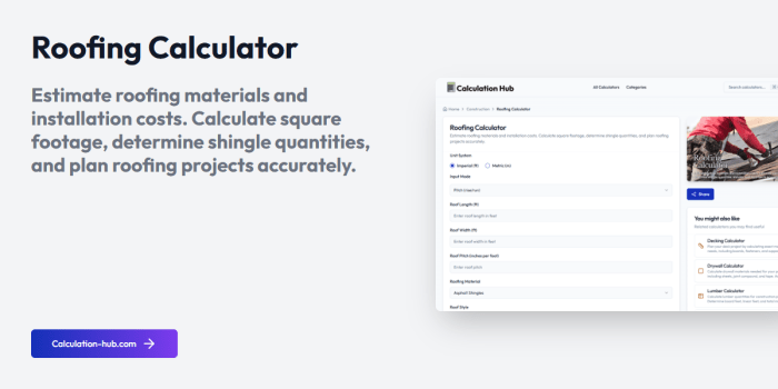 Roofing project cost calculator